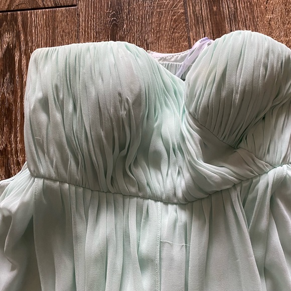 Dona Morgan strapless mint green flowy  wedding/prom midi dress - Picture 5 of 12